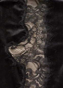 Pantalon large en velours doux avec empiècement dentelle