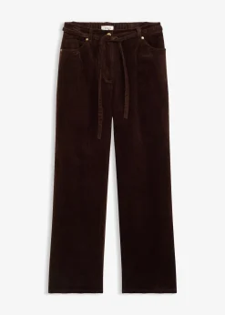 Pantalon large en velours côtelé avec ceinture à nouer