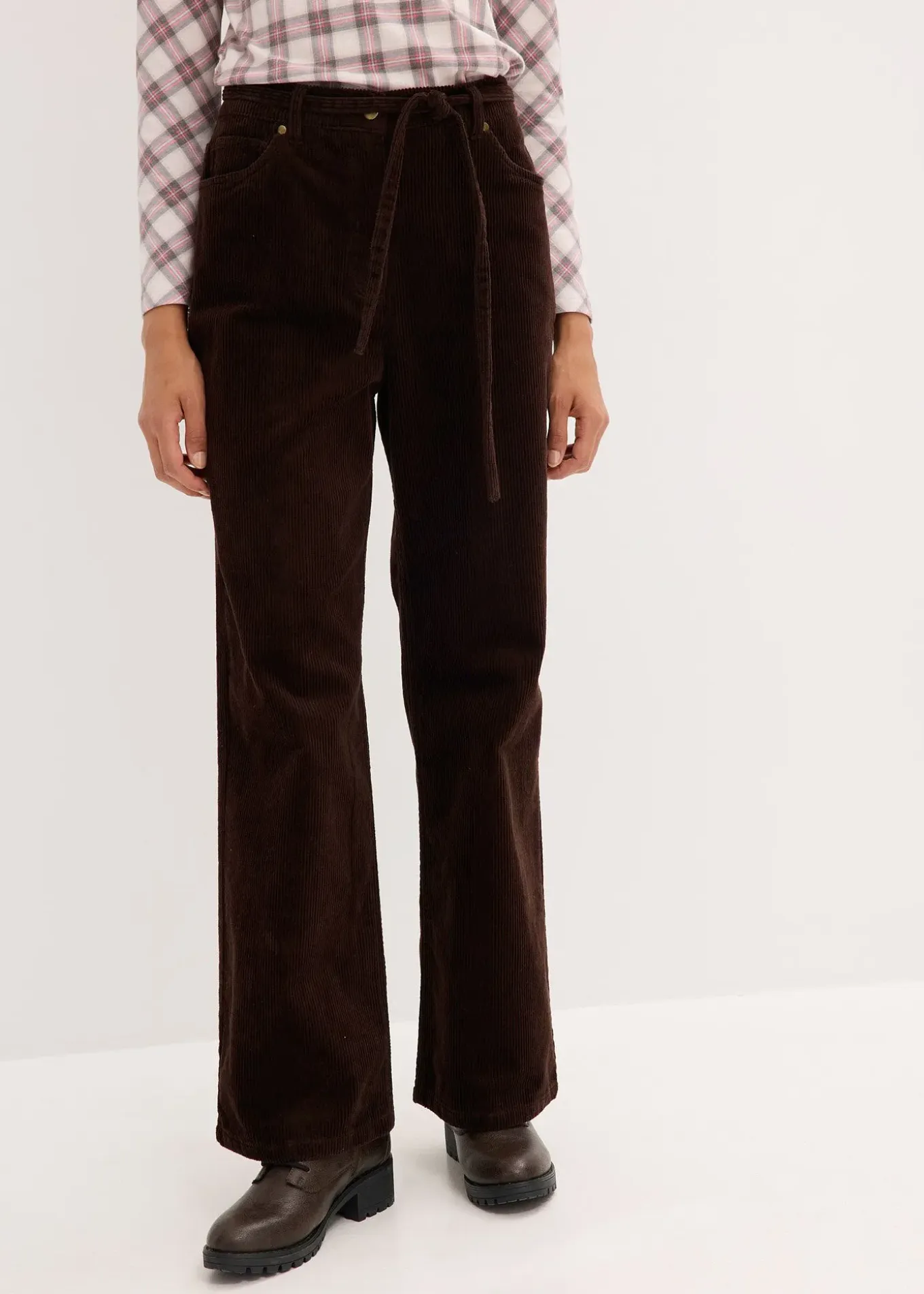 Pantalon large en velours côtelé avec ceinture à nouer