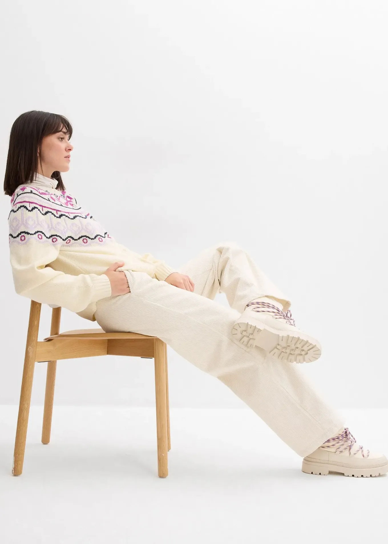 Pantalon large en velours côtelé