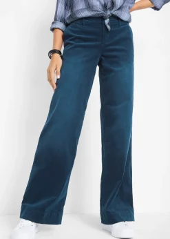 Pantalon large en velours côtelé extensible