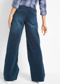 Pantalon large en velours côtelé extensible