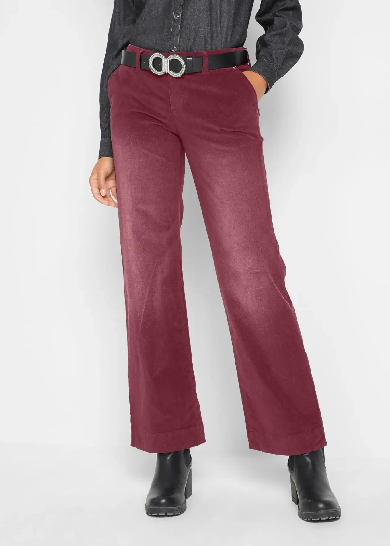 Pantalon large en velours côtelé extensible