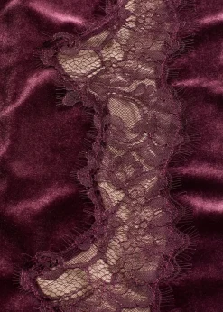 Pantalon large en velours doux avec empiècement dentelle