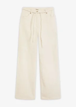 Pantalon large en velours côtelé avec ceinture à nouer