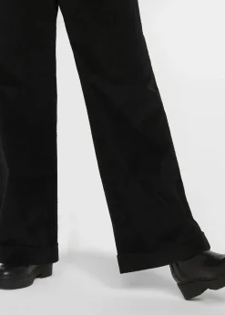 Pantalon large en velours côtelé, taille haute