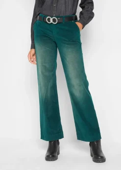 Pantalon large en velours côtelé extensible