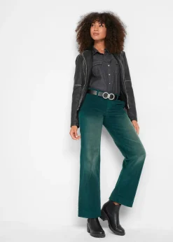 Pantalon large en velours côtelé extensible