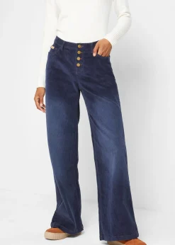 Pantalon large en velours côtelé extensible