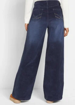 Pantalon large en velours côtelé extensible