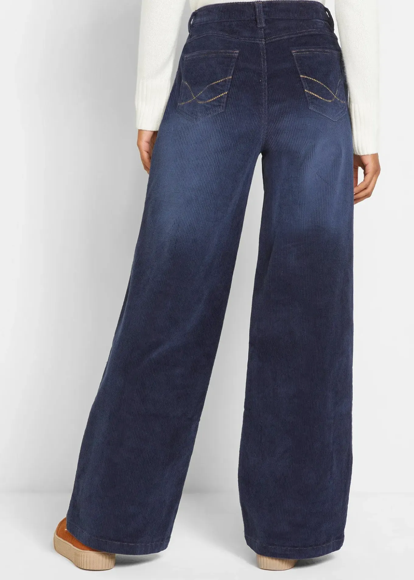 Pantalon large en velours côtelé extensible