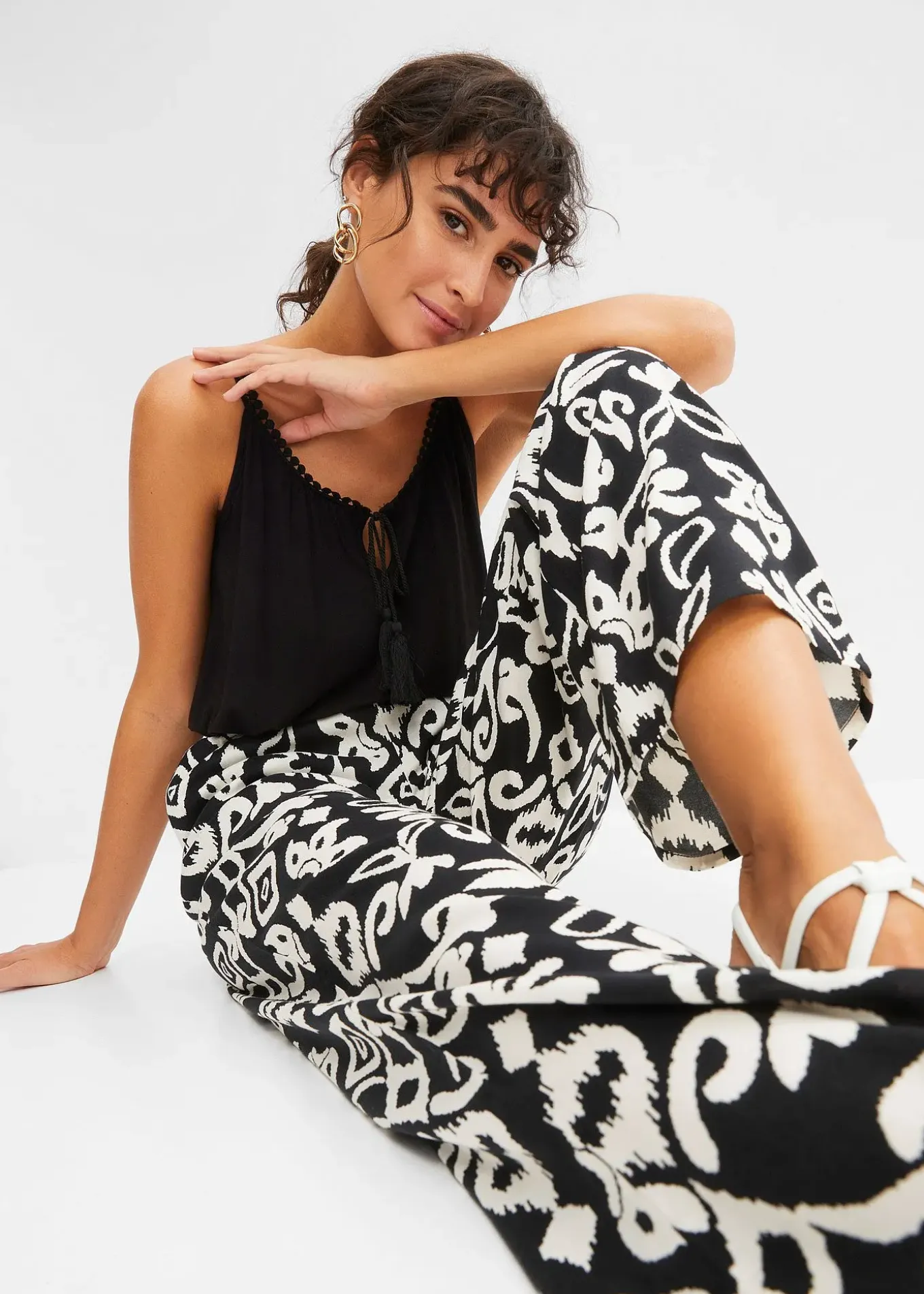 Pantalon large en viscose fluide