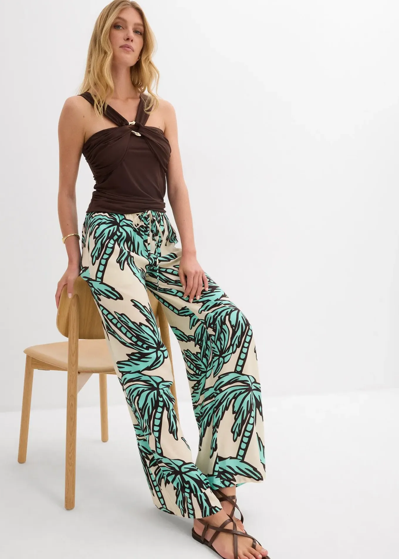Pantalon large en viscose fluide