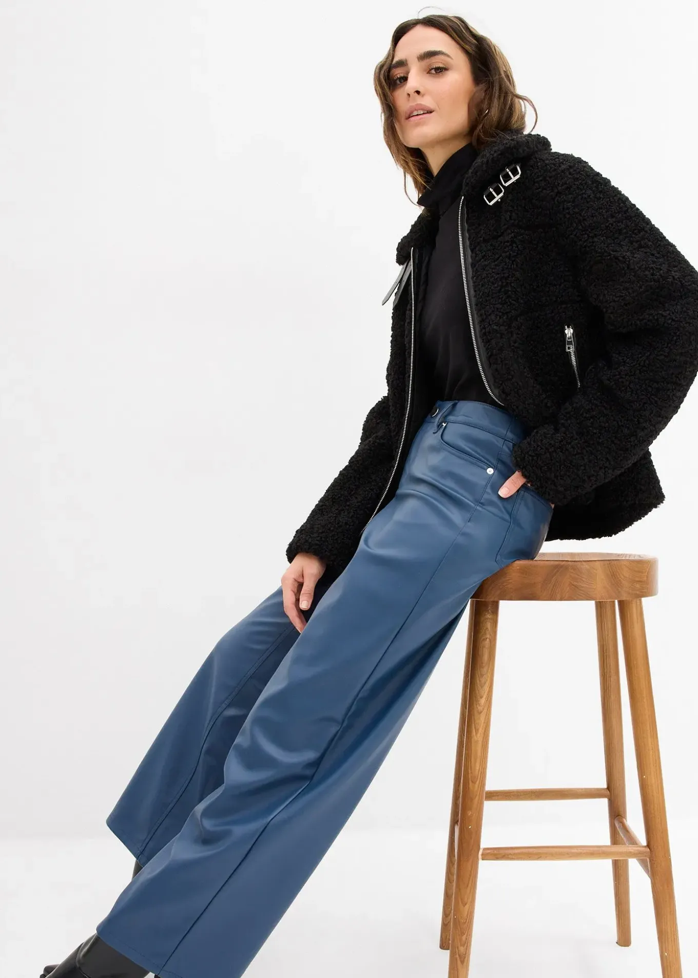 Pantalon large enduit