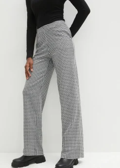 Pantalon large et extensible à motif pied-de-poule