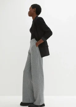 Pantalon large et extensible à motif pied-de-poule