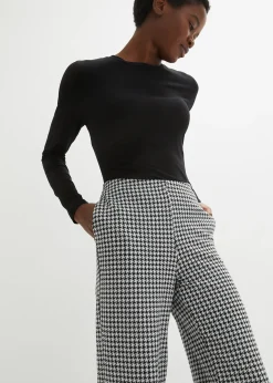 Pantalon large et extensible à motif pied-de-poule