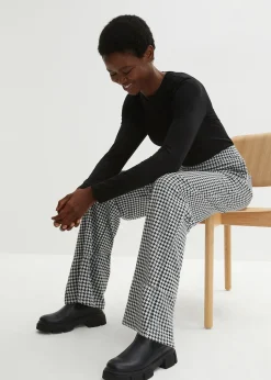 Pantalon large et extensible à motif pied-de-poule