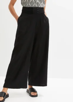 Pantalon large et léger à pinces en lin mélangé