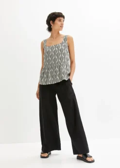 Pantalon large et léger à pinces en lin mélangé