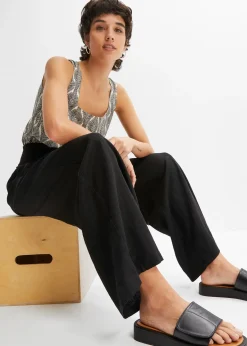 Pantalon large et léger à pinces en lin mélangé