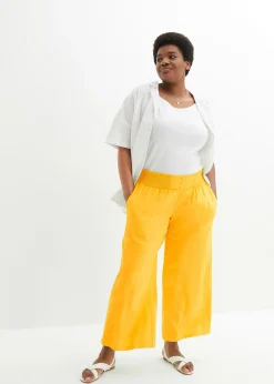 Pantalon large et léger à pinces en lin mélangé