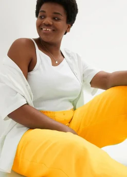 Pantalon large et léger à pinces en lin mélangé