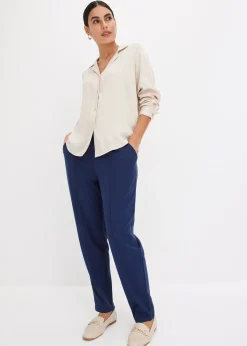 Pantalon élastiqué avec nervures devant