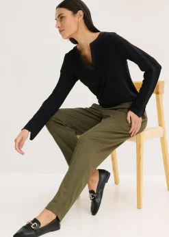 Pantalon élastiqué avec nervures devant