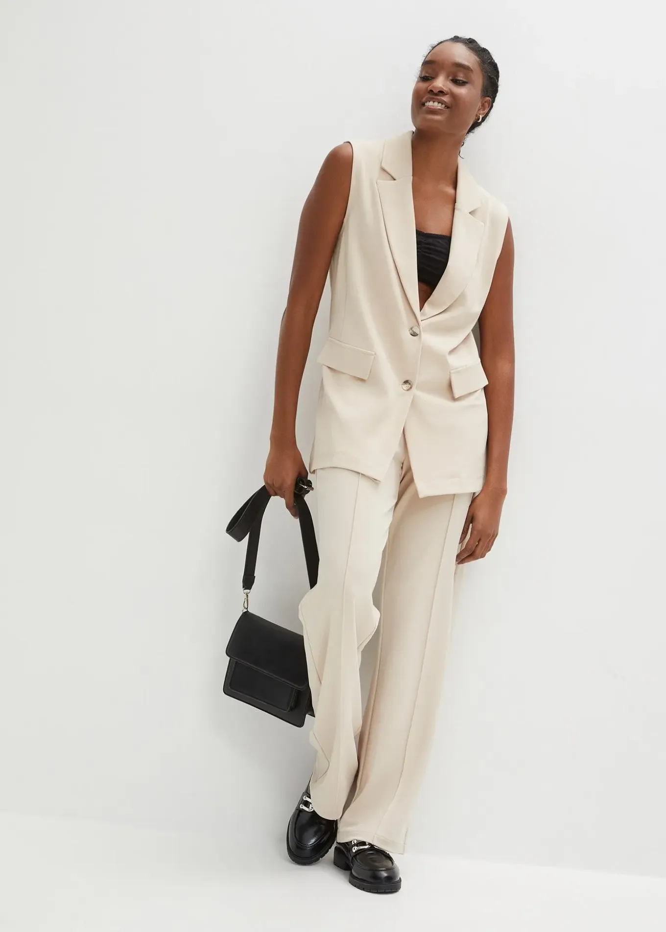 Pantalon élastiqué en interlock épais