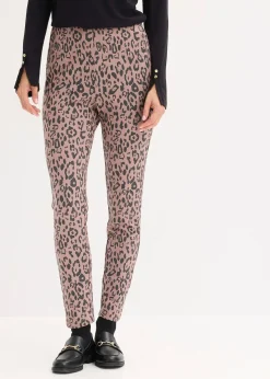 Pantalon élastiqué en jersey milano, viscose majoritaire