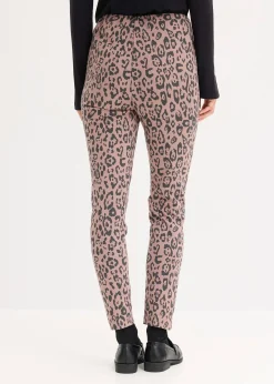 Pantalon élastiqué en jersey milano, viscose majoritaire