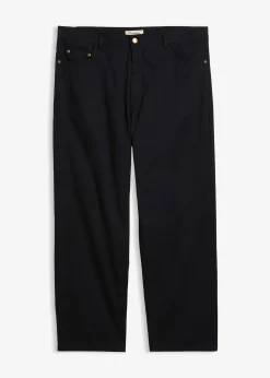 Pantalon loose en twill à taille élastiquée, droit