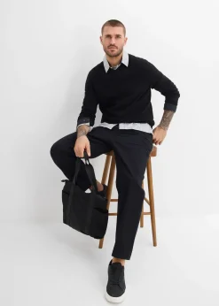 Pantalon loose en twill à taille élastiquée, droit