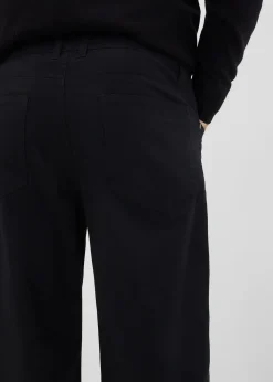 Pantalon loose en twill à taille élastiquée, droit