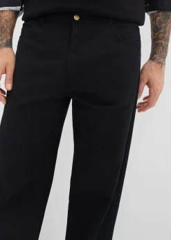 Pantalon loose en twill à taille élastiquée, droit