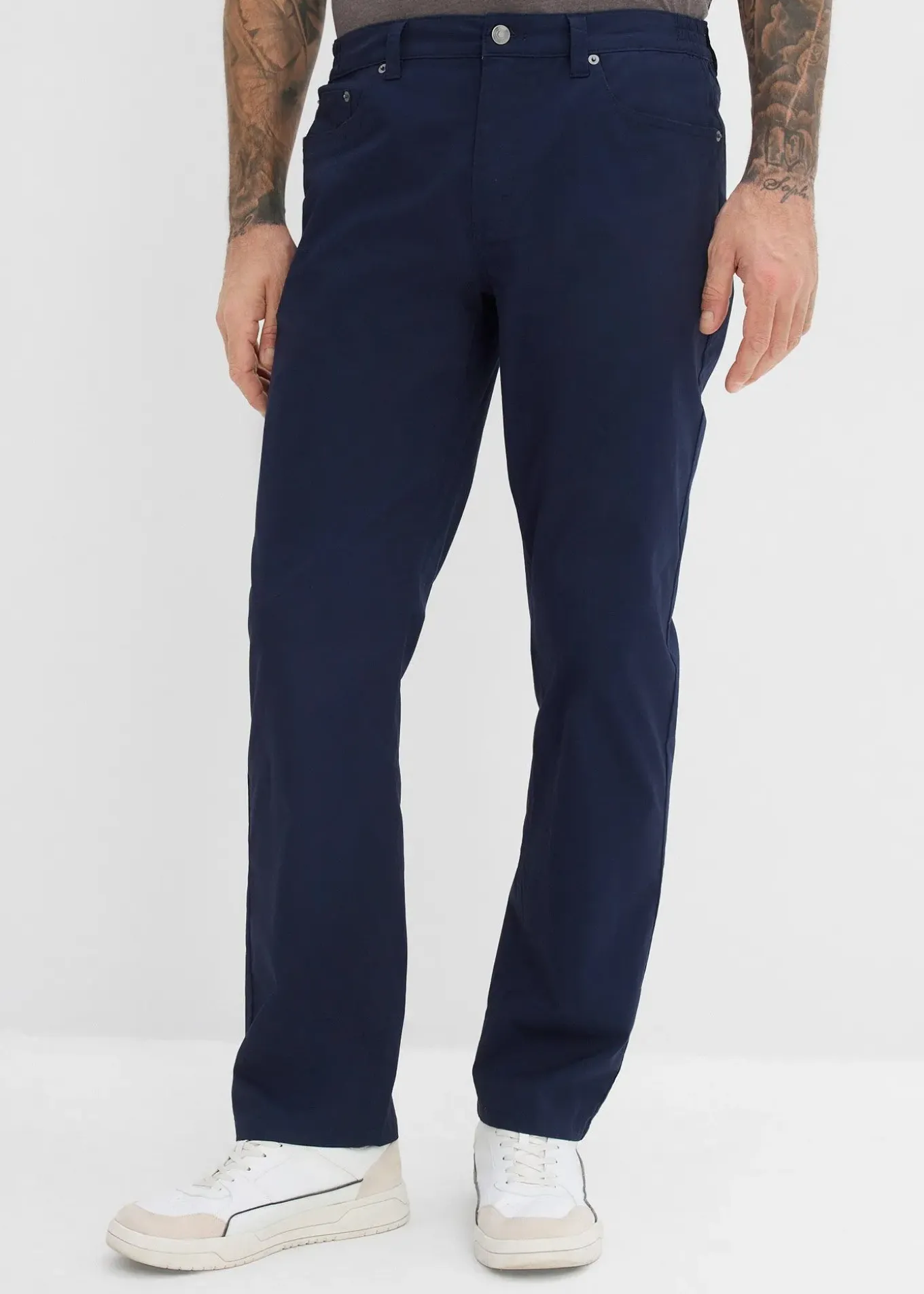 Pantalon loose et extensible à taille élastiquée, droit