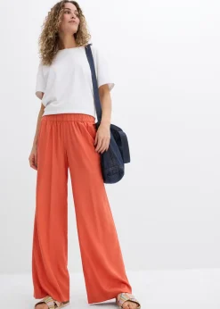 Pantalon palazzo à ceinture élastiquée