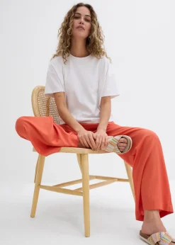 Pantalon palazzo à ceinture élastiquée