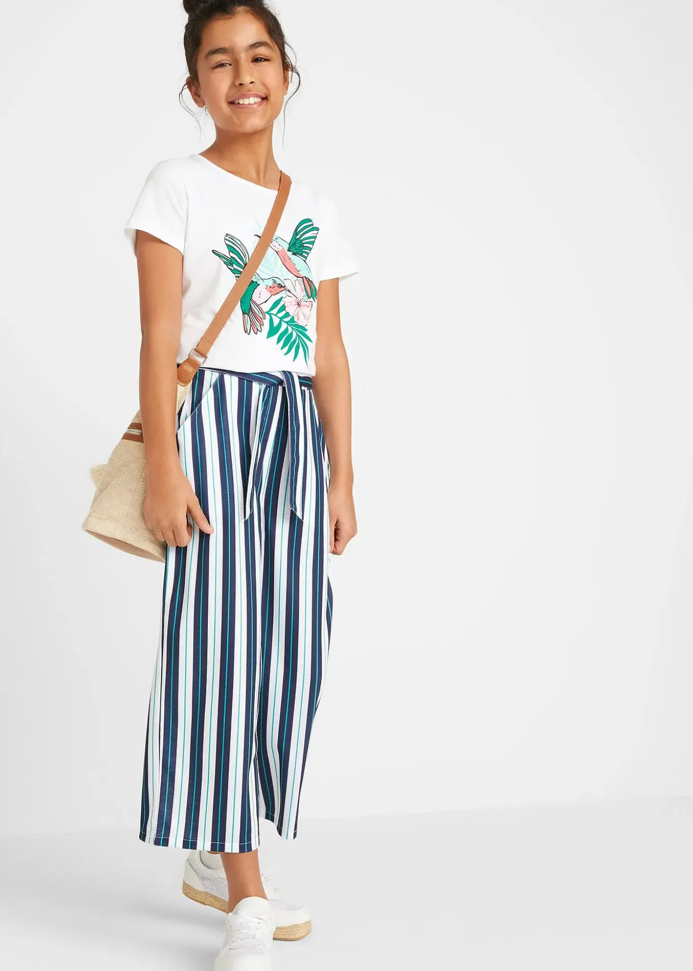 Pantalon palazzo à taille élastiquée