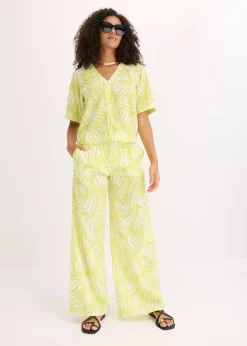 Pantalon palazzo à taille élastiquée