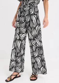 Pantalon palazzo à taille élastiquée
