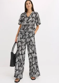 Pantalon palazzo à taille élastiquée