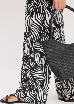 Pantalon palazzo à taille élastiquée