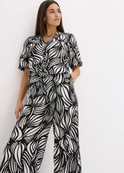 Pantalon palazzo à taille élastiquée