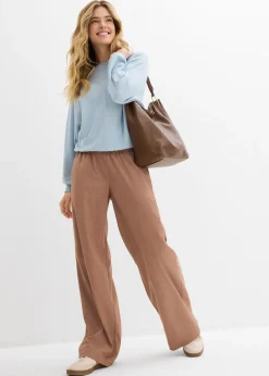 Pantalon palazzo à taille élastiquée