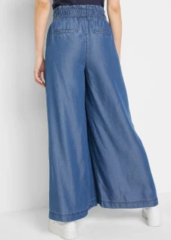 Pantalon palazzo, bas de jambes fendus, longueur 7/8