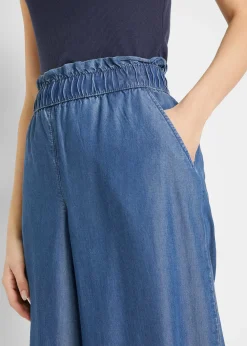 Pantalon palazzo, bas de jambes fendus, longueur 7/8