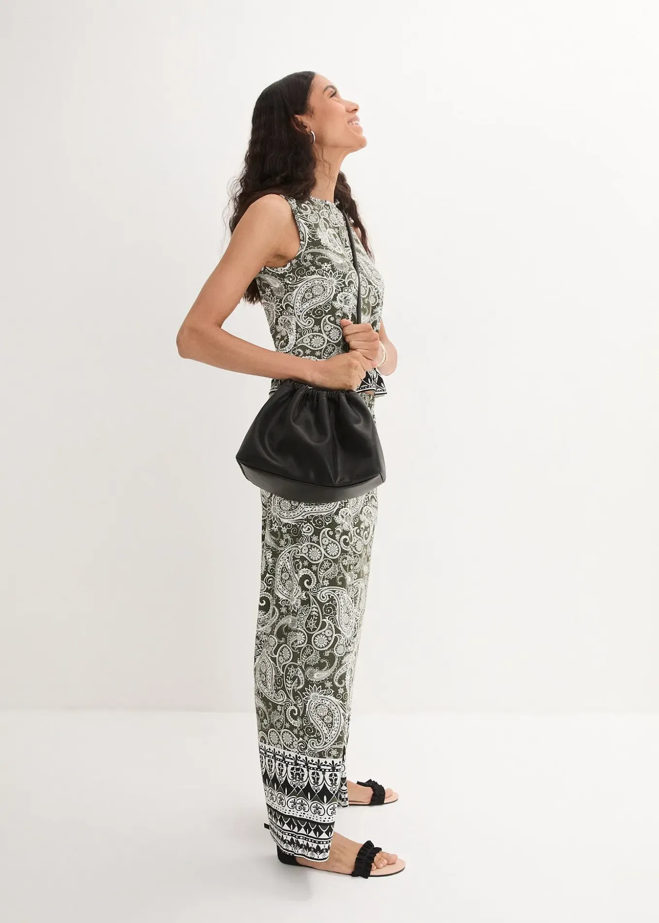 Pantalon palazzo doux en viscose extensible