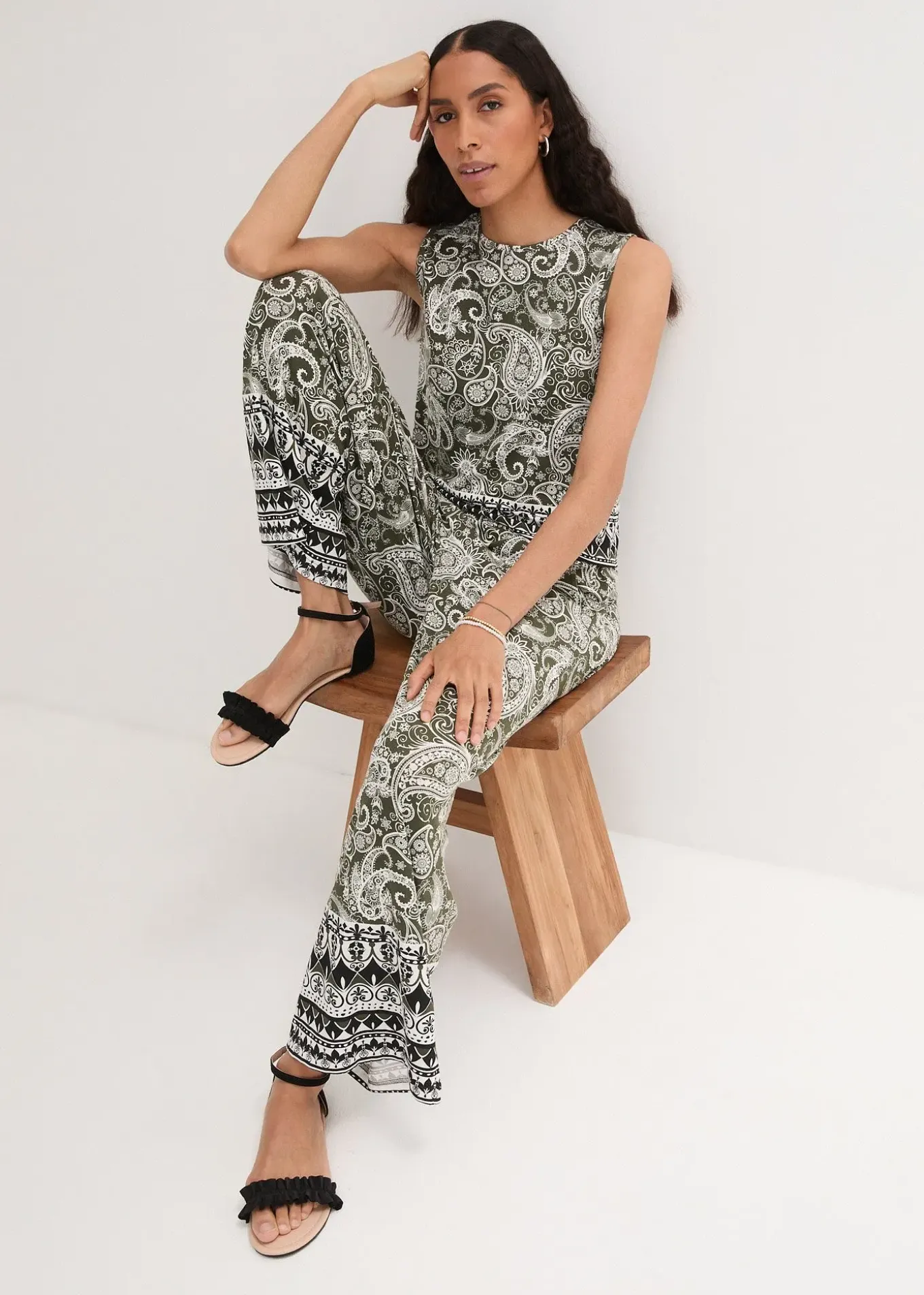 Pantalon palazzo doux en viscose extensible